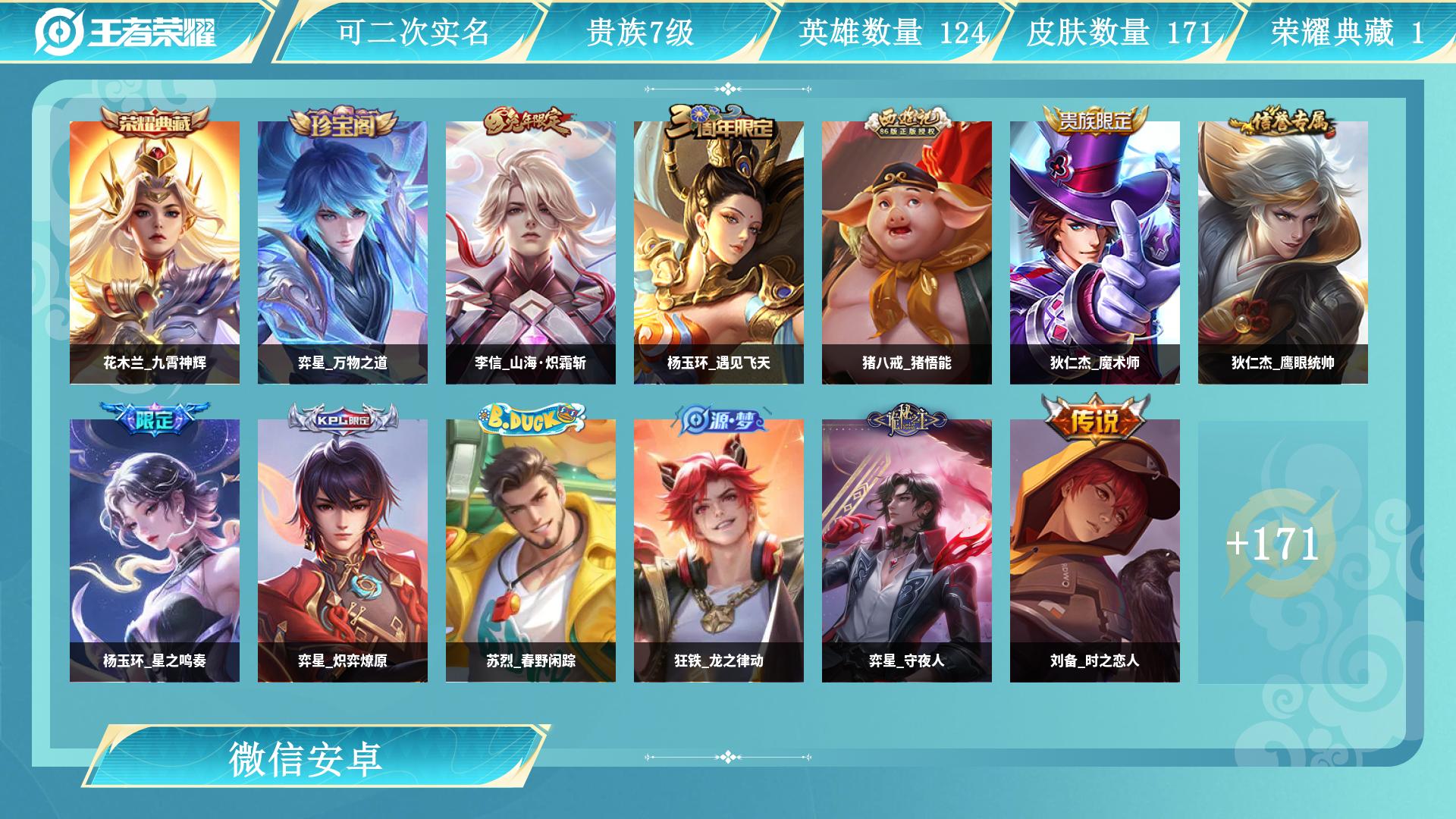 王者荣耀账号安卓VXAL 【亏本清仓捡漏速抢】 皮肤数171 传说皮肤数11 史诗皮肤数55 英雄数128 营地id 贵族等级【文本】贵族7级 【贵族7级】 【是】 【启用】 【是】 【是】 【支持】 【安卓】 【找回包