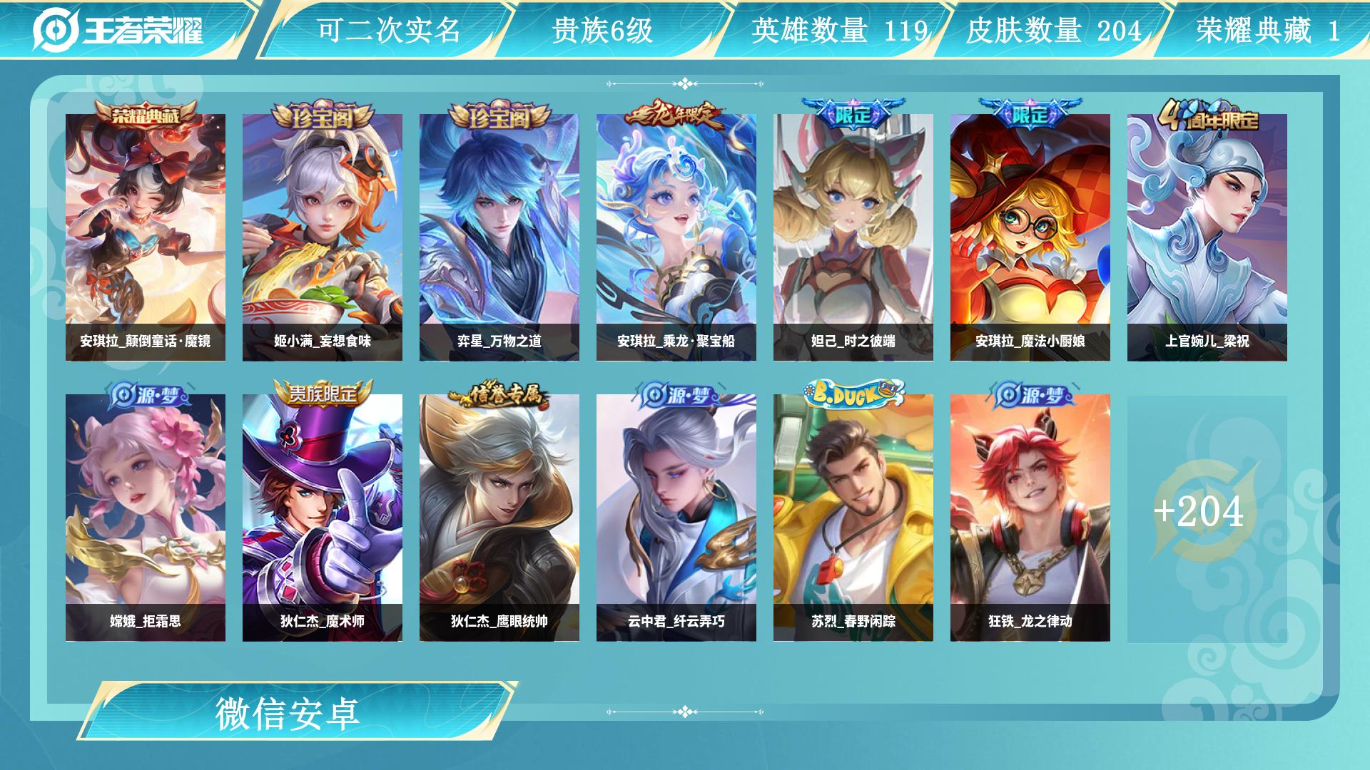 王者荣耀账号安卓VXAL 【肝了多年心血号，寻有缘人接手】 皮肤数204 传说皮肤数7 史诗皮肤数61 英雄数125 营地id 贵族等级【文本】贵族6级 【贵族6级】 【是】 【启用】 【是】 【是】 【支持】 【安卓】