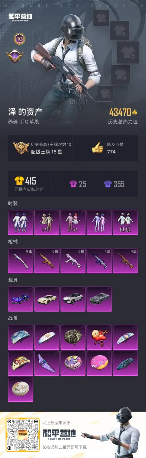 BZ600938【火箭少女-5粉装+5粉枪+4载具】 热力值43470 粉装数量5 特效枪数量5 【可包赔】 【可二次实名】 【无防沉迷】