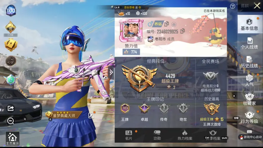 BZ600938【火箭少女-5粉装+5粉枪+4载具】 热力值43470 粉装数量5 特效枪数量5 【可包赔】 【可二次实名】 【无防沉迷】
