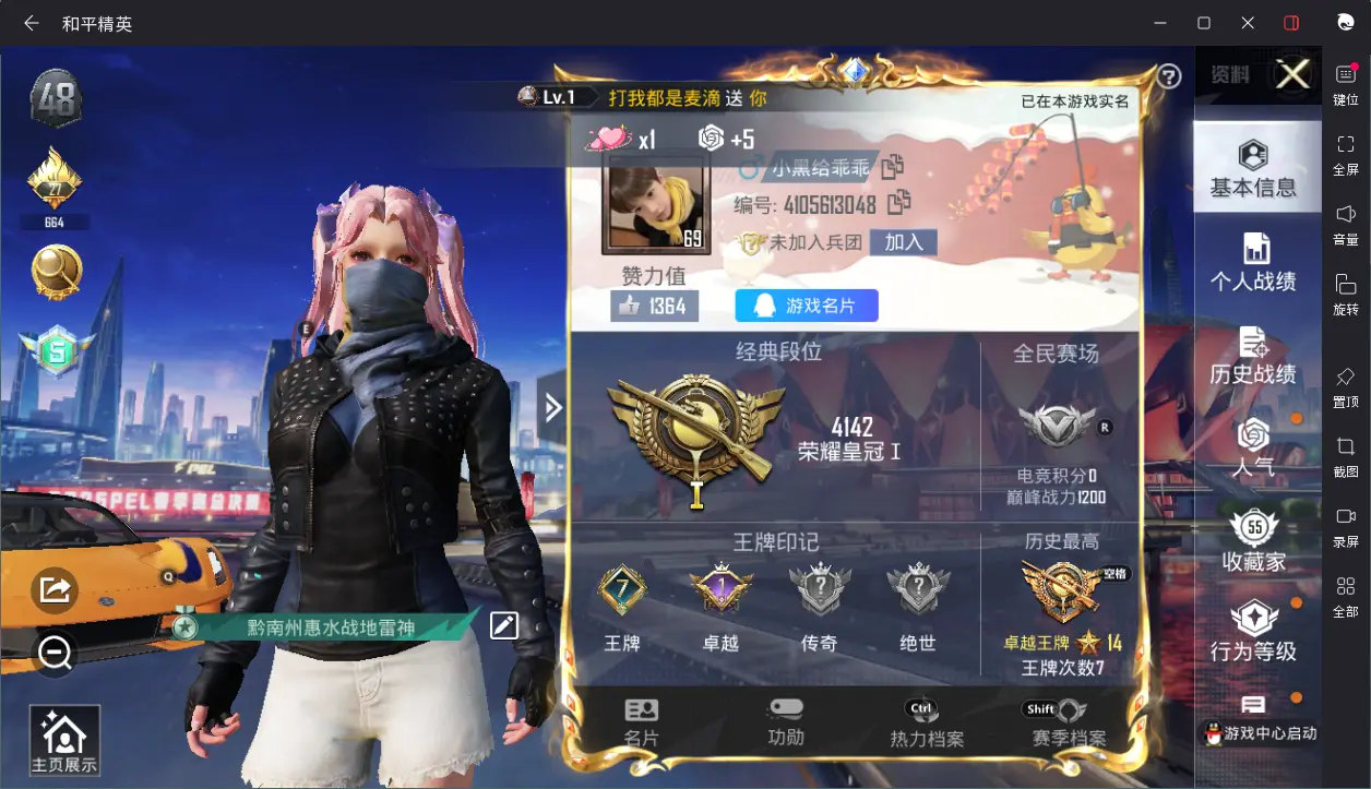 BZ606145 【都市猎人4粉装+3枪皮+2载具可二】 热力值52715 粉装数量4 特效枪数量3 【可包赔】 【可二次实名】 【无防沉迷】 角色套装110 武器皮肤117 载具1 角色套装：套装
