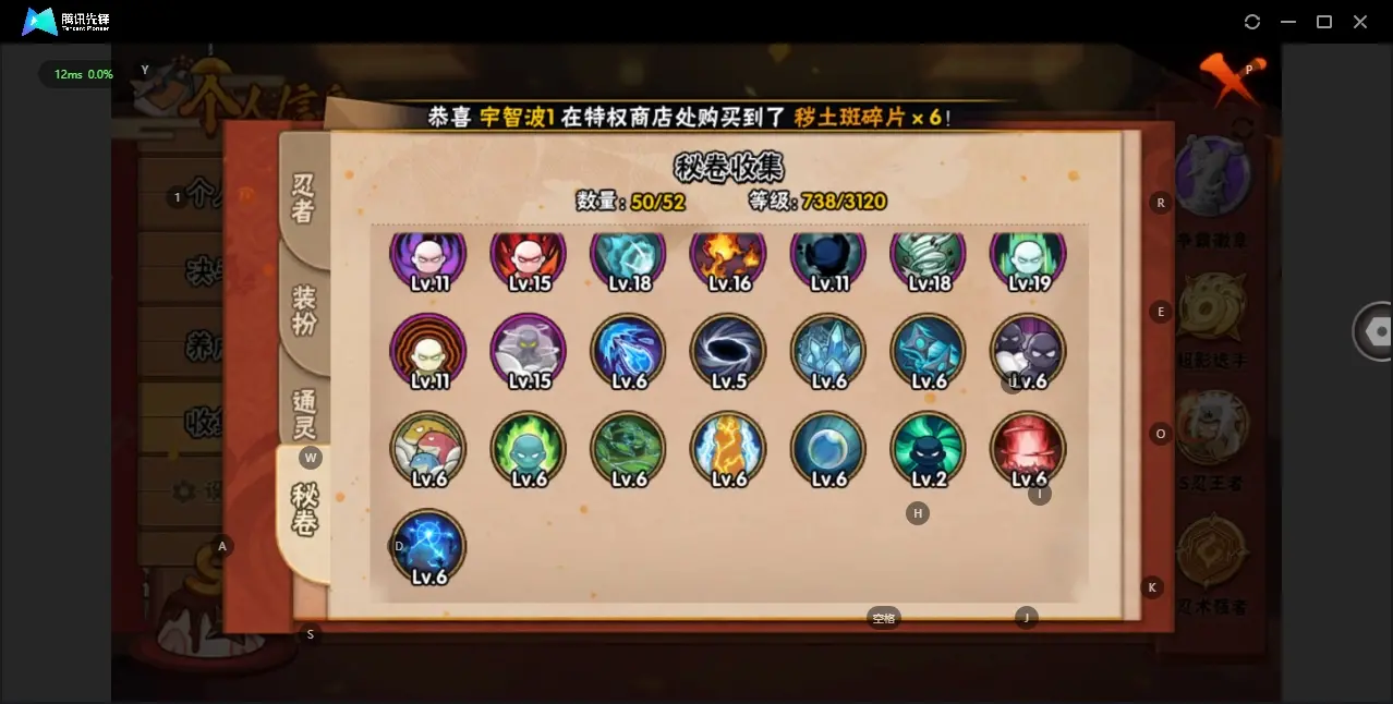 BZ606371 【虎皮和无快出了   氪金通有不少】 战力20733100 S忍者数量41 A忍者数量52 VIP等级【文本】V12 通灵兽数28 【可二次实名】 【永久包赔】 【V12】 【无防