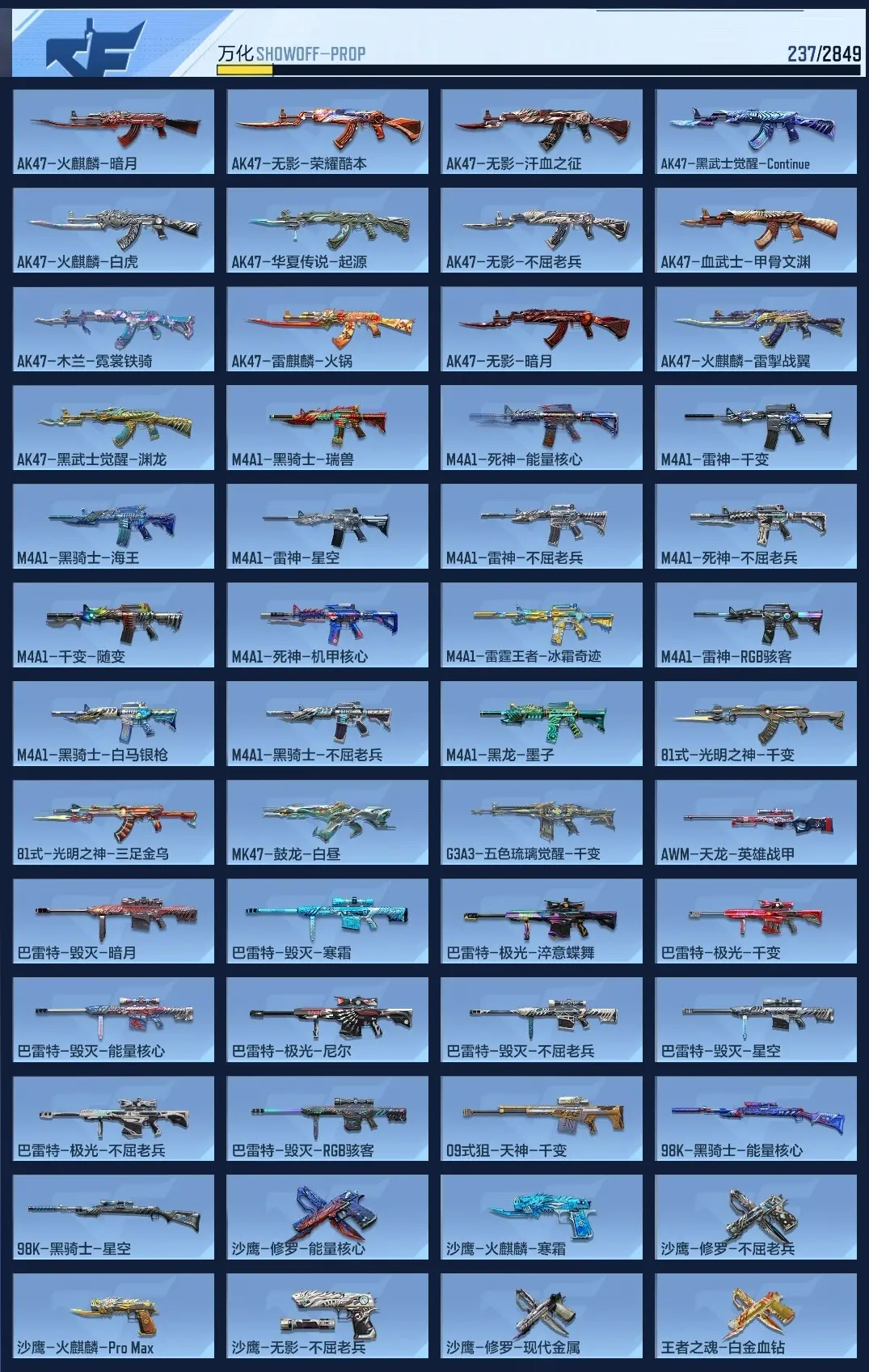BZ607783 【17王者-幻神-奉先-孟德-M4游骑兵】 V王者角色数47 王者V武器数量17 万化数量237